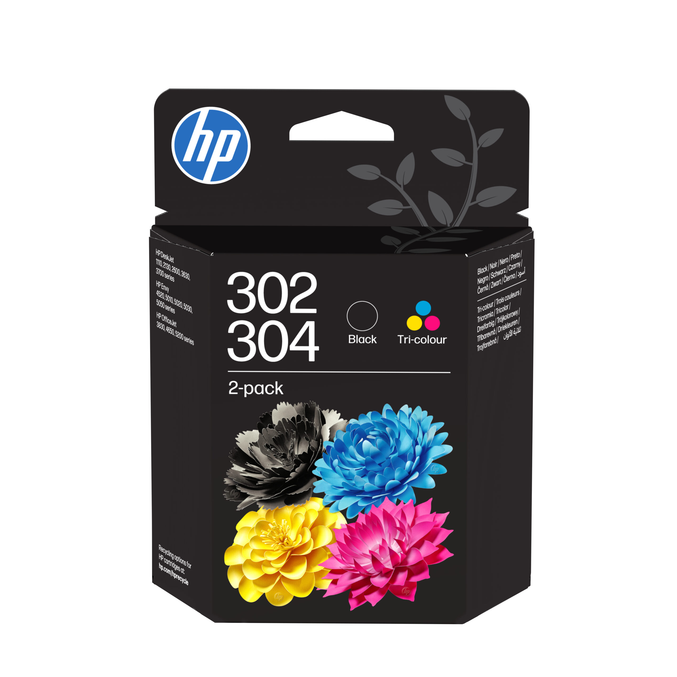 HP 302/304 combipakket met driekleuren en zwart (2-pack)