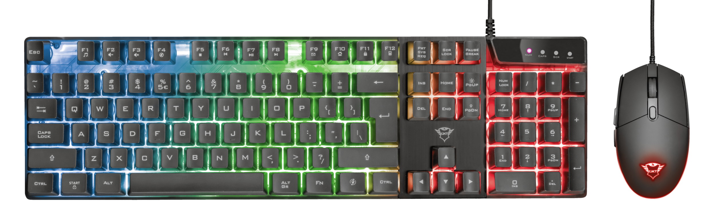 Trust GXT 838 Azor Gaming‑toetsenbord + muis set – Gaming toetsenbord + muis – Bedrade gaming set met verlichting – QWERTY layout – Zwart - Afbeelding 5
