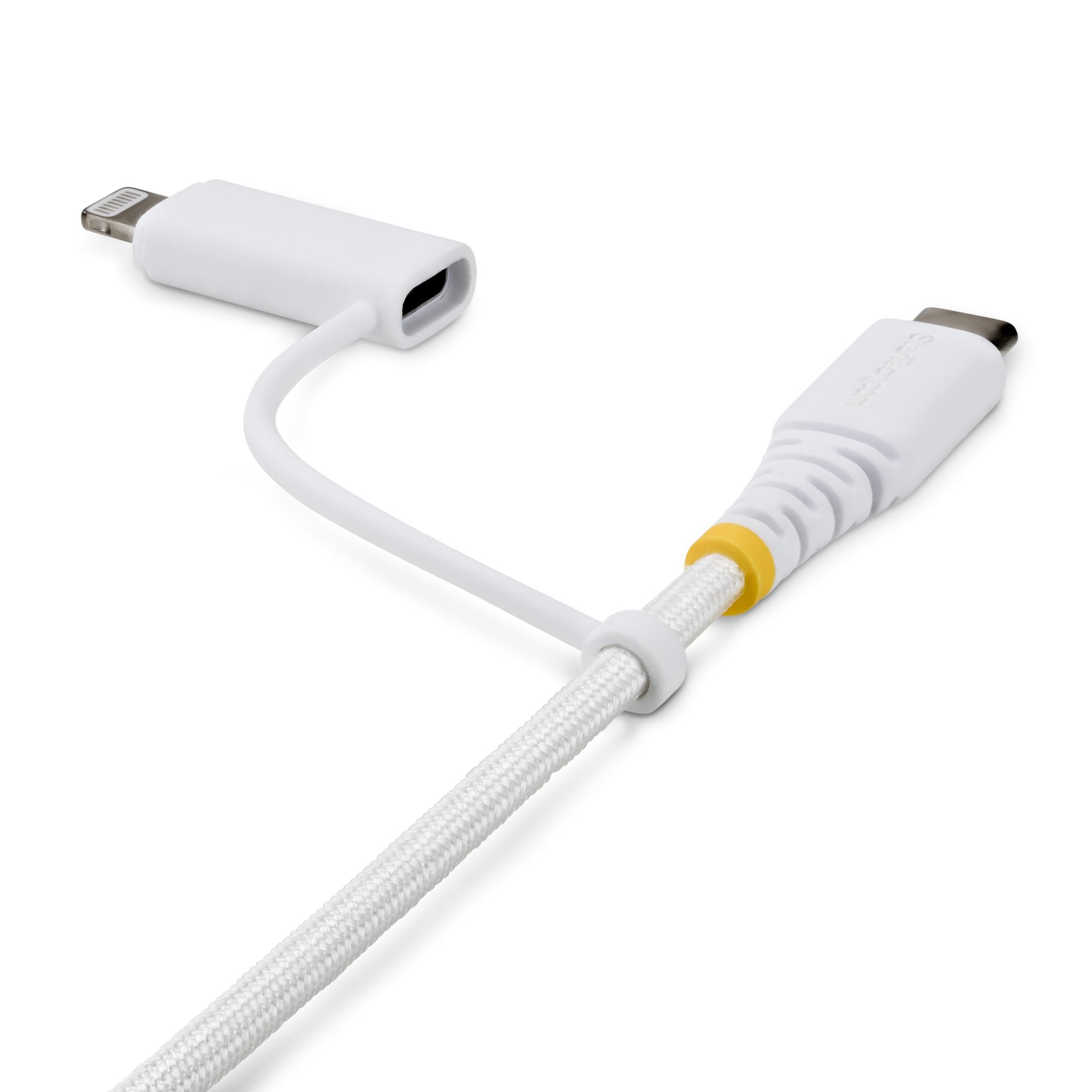 StarTech.com 2m 2-in-1 Robuuste USB-C Oplaadkabel met Lightning Adapter, 30W/60W, Apple MFi Gecertificeerd, Gevlochten USB C Laadkabel voor iPhone/iPad/Android - Afbeelding 3