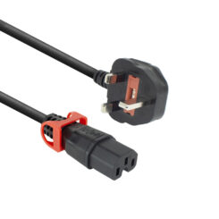 ACT Netsnoer UK male - C15 IEC Lock+ zwart 2 m, PC3884 - Afbeelding 2