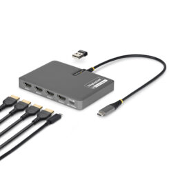 StarTech.com QUAD-USB-HDMI-ADAPT laptop dock & poortreplicator Bedraad USB 3.2 Gen 1 (3.1 Gen 1) Type-C Grijs