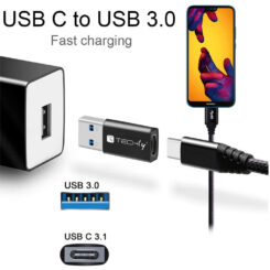 Techly IADAP USB3-AFT tussenstuk voor kabels USB A USB C Zwart - Afbeelding 4