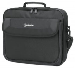 Manhattan Cambridge laptoptas 14,1", laptoptas met volledige opening, zwart, LAGE KOSTEN, accessoirevak + achtervak, afneembare schouderriem, clamshell, equivalent aan Targus CN313/CN414EU, 3 jaar garantie