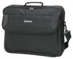 Manhattan Cambridge laptoptas 17,3", laptoptas met volledige opening, zwart, LAGE KOSTEN, accessoirevak + achtervak, afneembare schouderriem, clamshell, equivalent aan Targus CN418EU, 3 jaar garantie
