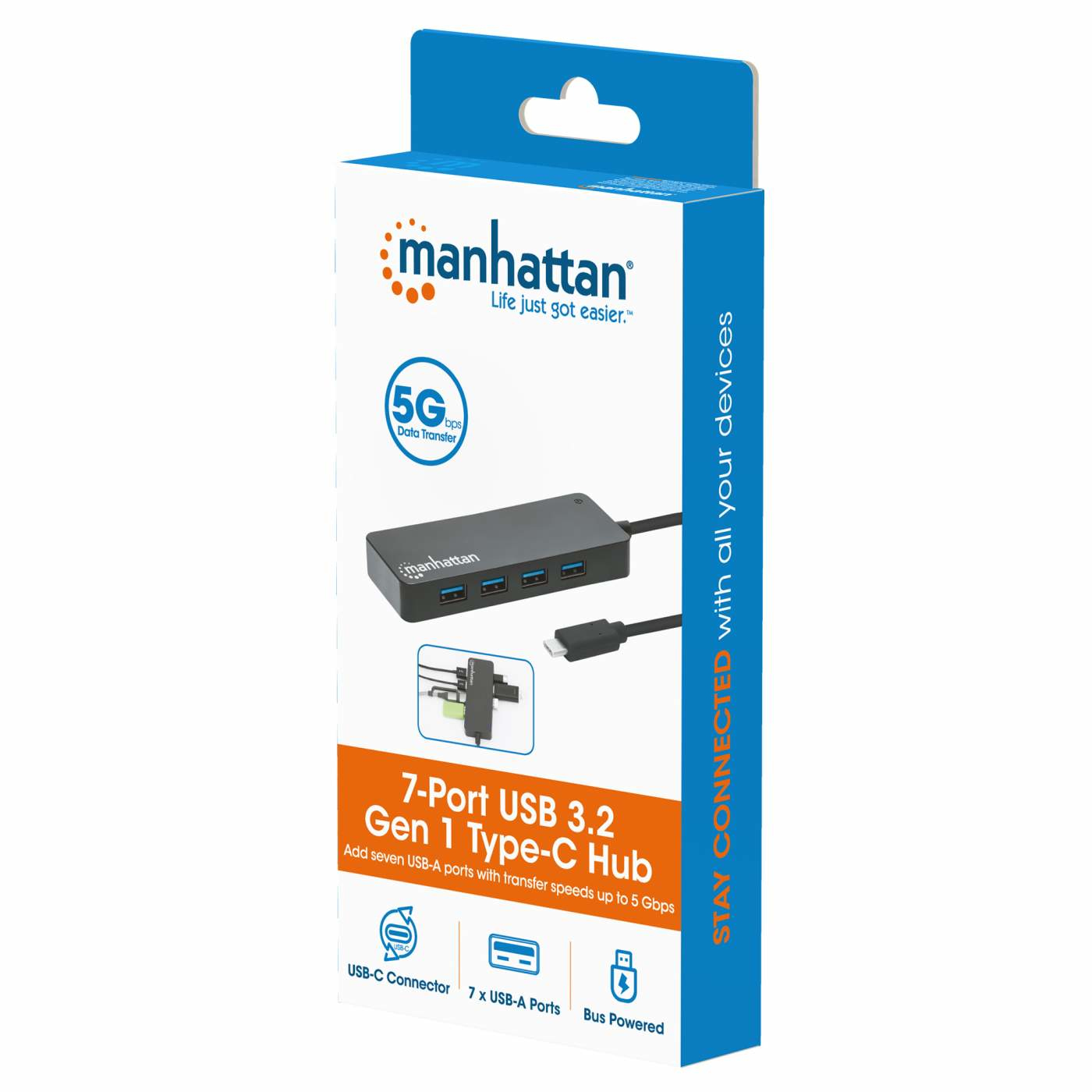 Manhattan 168410 interface hub USB Type-C 5000 Mbit/s Zwart - Afbeelding 8
