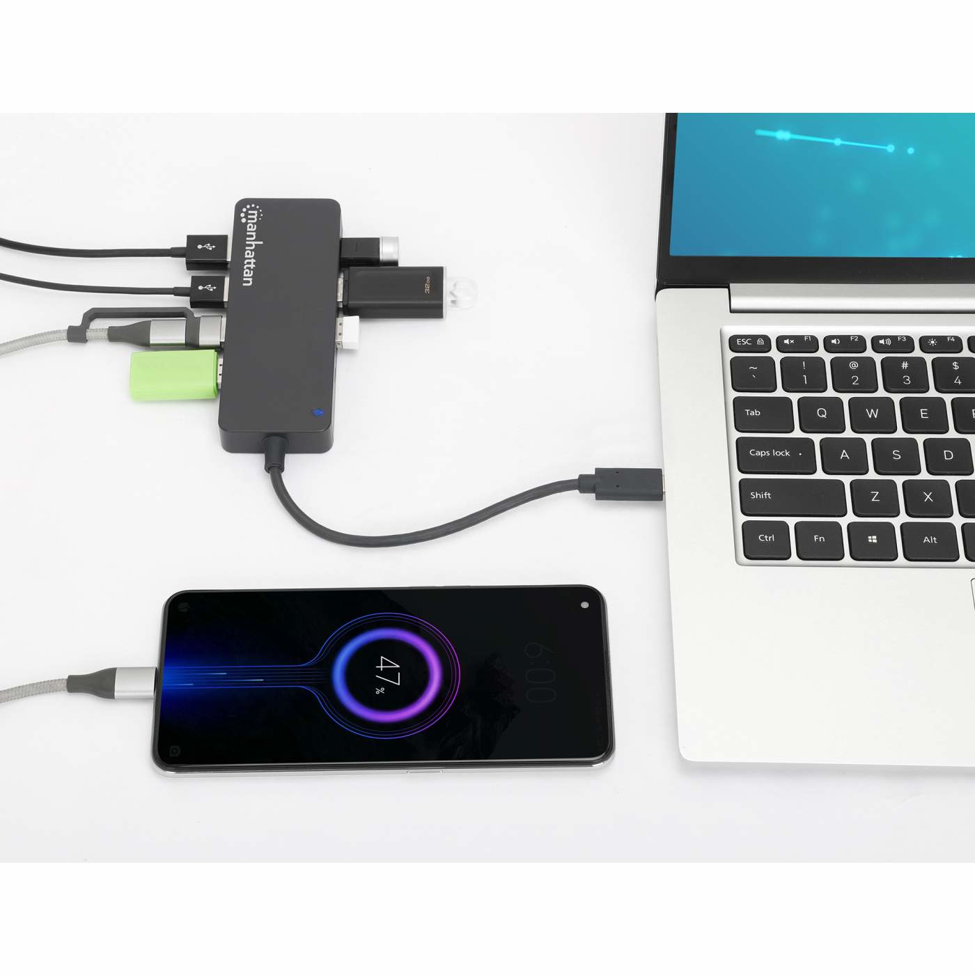 Manhattan 168410 interface hub USB Type-C 5000 Mbit/s Zwart - Afbeelding 7