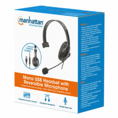 Manhattan 180849 hoofdtelefoon/headset Bedraad Hoofdband Kantoor/callcenter USB Type-A Zwart - Afbeelding 7