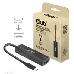 CLUB3D USB Gen2 Type-C to HDMI™ 8K60Hz or 4K120Hz HDR10+ with DSC1.2 with Power Delivery 3.0 Active Adapter M/F