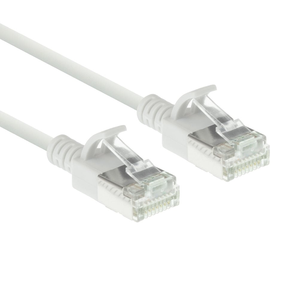ACT Witte 10 meter LSZH U/FTP CAT6A datacenter slimline patchkabel snagless met RJ45 connectoren