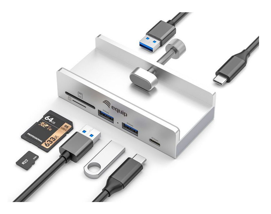 Equip 128968 interface hub USB 3.2 Gen 1 (3.1 Gen 1) Type-A 5000 Mbit/s Aluminium - Afbeelding 3