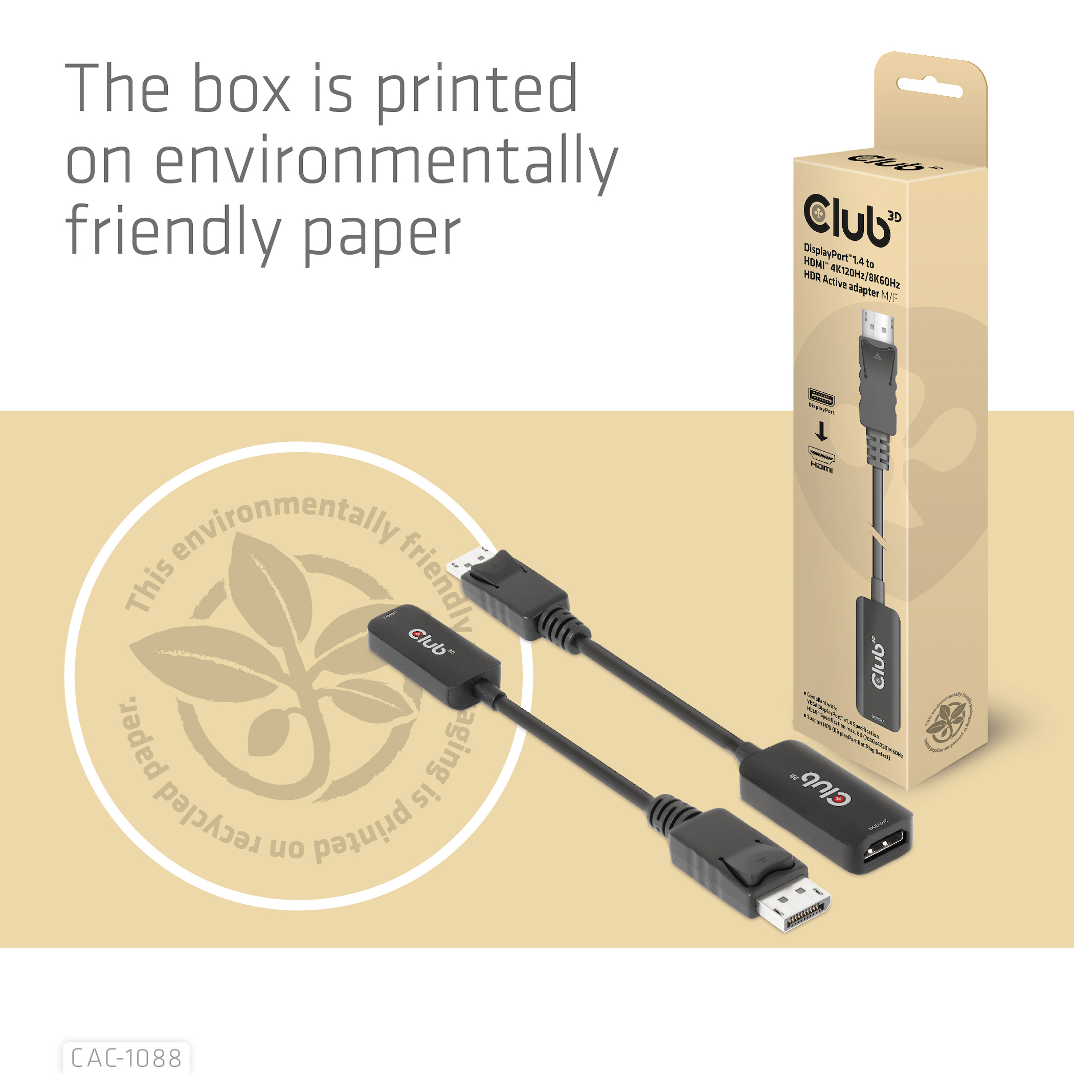 CLUB3D DisplayPort1.4 to HDMI 4K120Hz/8K60Hz HDR Active adapter M/F - Afbeelding 10