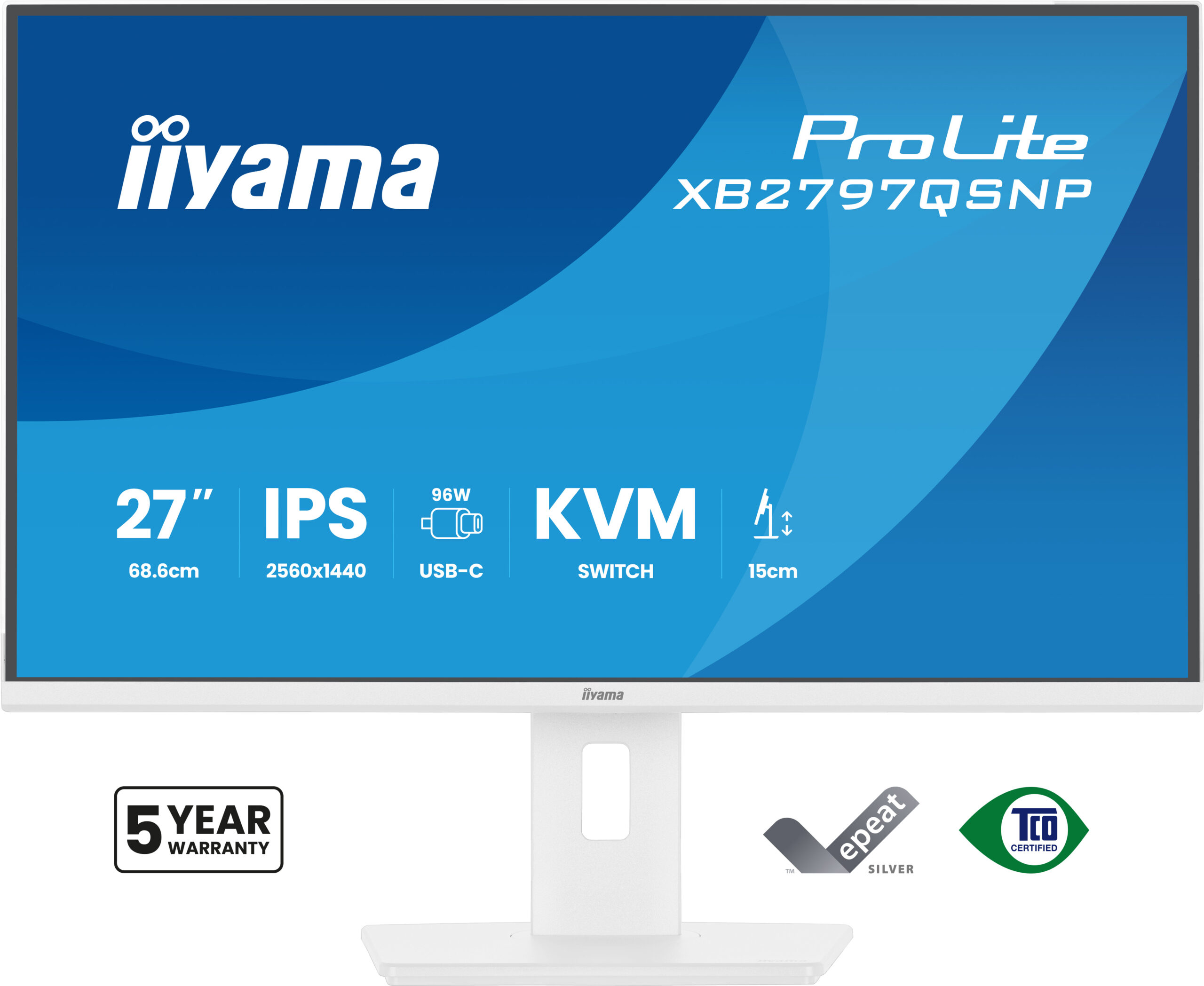iiyama ProLite XB2797QSNP-W1 computer monitor 68,6 cm (27") 2560 x 1440 Pixels Quad HD LCD Wit - Afbeelding 3