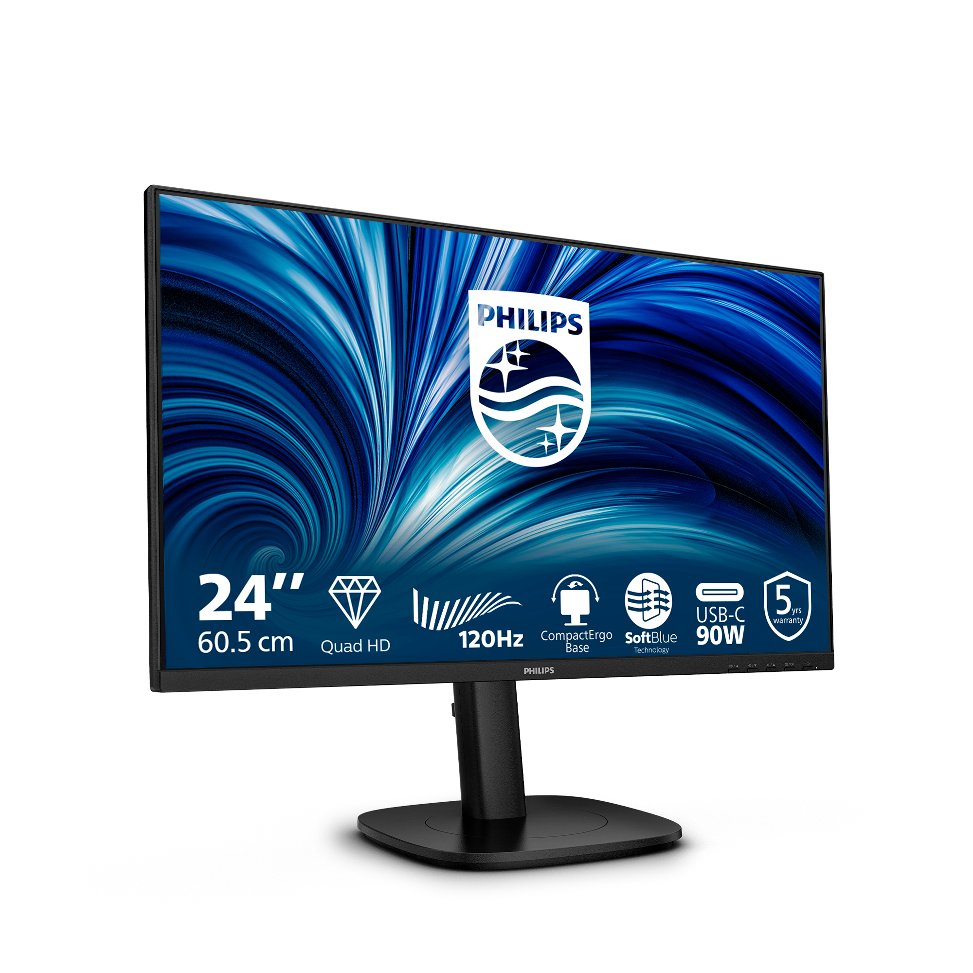 Philips 24B2U3601 computer monitor 60,5 cm (23.8") 2560 x 1440 Pixels Quad HD LCD Zwart - Afbeelding 3