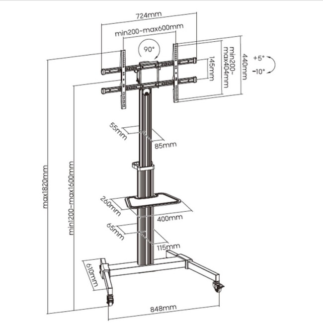 Equip 37-86” Mobiele Vloersteun met 90° draai optie - Afbeelding 11