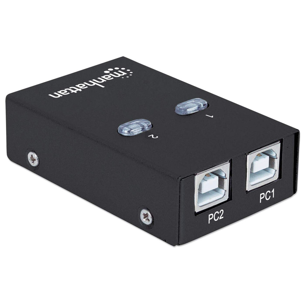 Manhattan USB-A automatische sharing switch, 2× USB-B, 480 Mbps (USB 2.0), dubbele bediening (auto-sensing of handmatig), USB-gevoed (geen externe voeding vereist), incl. 1× 1,5 m USB-A naar USB-B kabel - Afbeelding 3