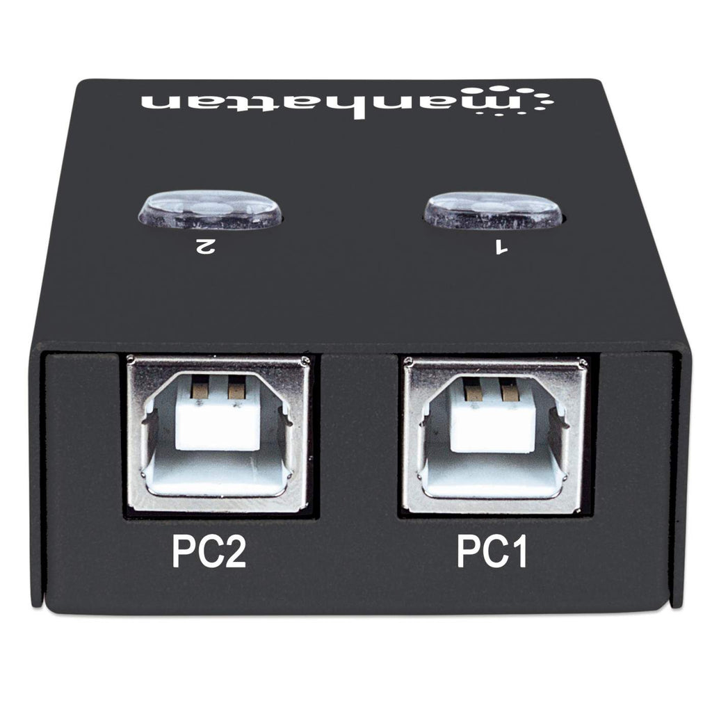 Manhattan USB-A automatische sharing switch, 2× USB-B, 480 Mbps (USB 2.0), dubbele bediening (auto-sensing of handmatig), USB-gevoed (geen externe voeding vereist), incl. 1× 1,5 m USB-A naar USB-B kabel - Afbeelding 4