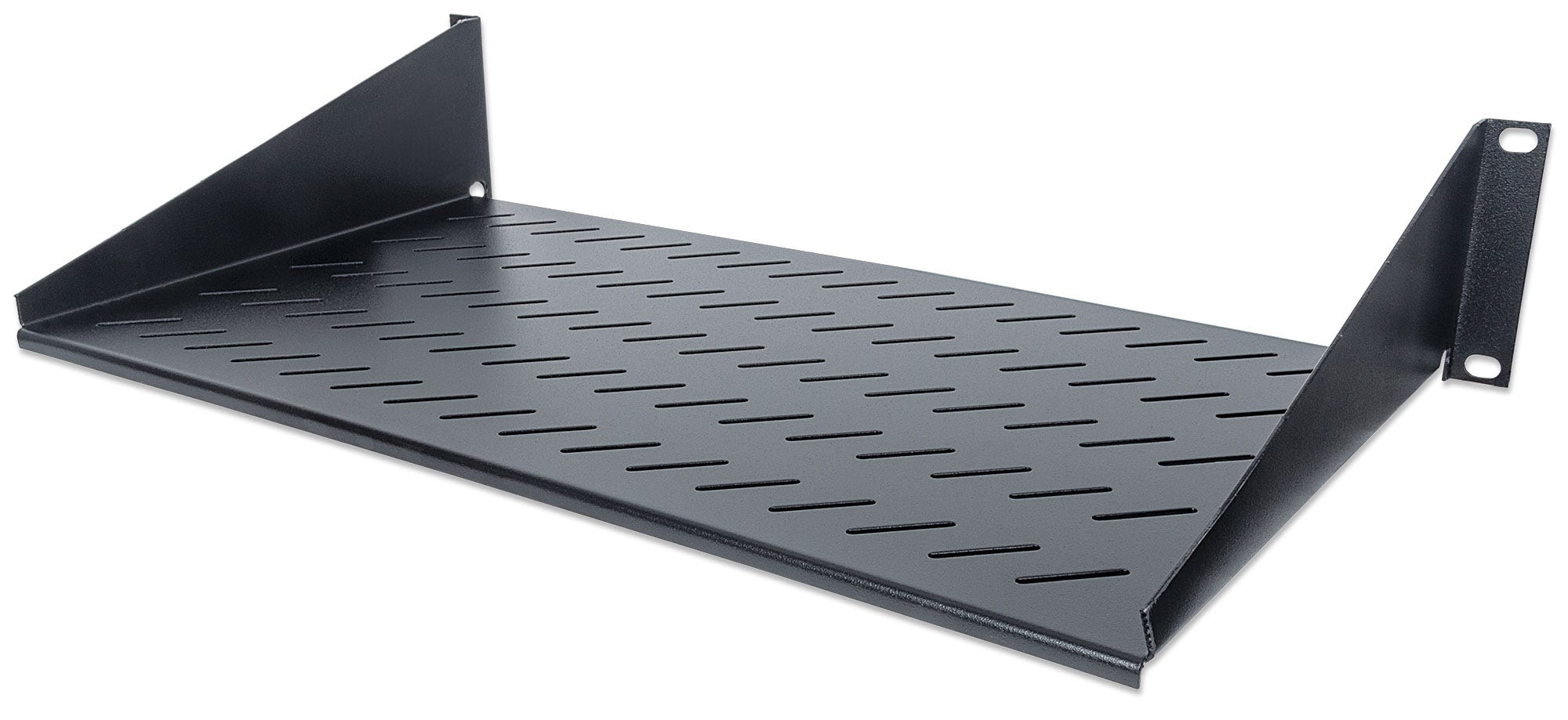 Intellinet 19" cantilever plank, 2U, 2-punts frontmontage, diepte 250 mm, max. 25 kg, zwart, 3 jaar garantie