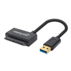 Manhattan USB-A naar SATA 2,5" adapterkabel, 42 cm, mannelijk naar mannelijk, 5 Gbps (USB 3.2 Gen1 / USB 3.0), ondersteunt 48-bit LBA, zwart, 3 jaar garantie
