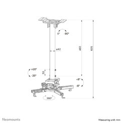 Neomounts CL25-540BL1 Beamer plafondbeugel - h 60,5-90,5 cm - Easy Install - full motion - Afbeelding 18