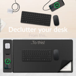 Mobilize PU Leather Desk Mat with Magnetic Wireless Charger 15W Black - Afbeelding 2