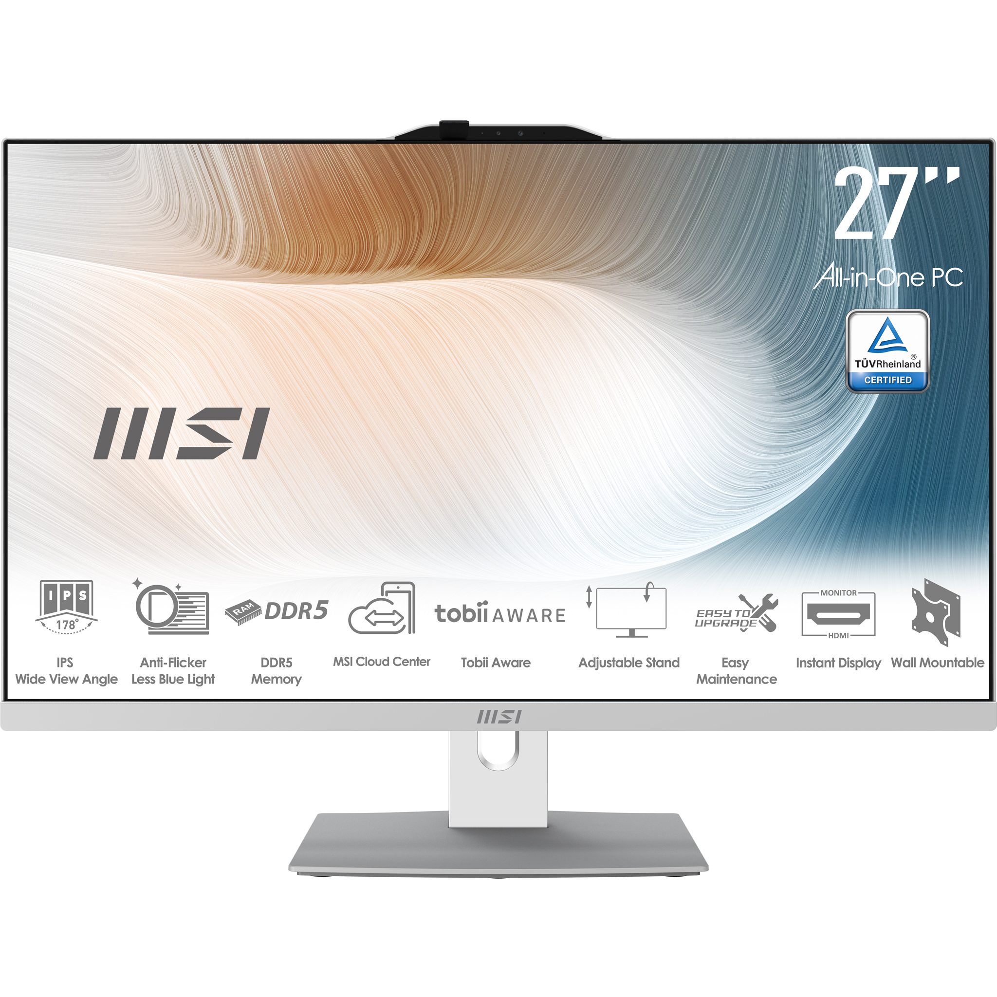 MSI Modern AM272P 1M-847EU Intel Core 5 120U 68,6 cm (27") 1920 x 1080 Pixels Alles-in-één-pc 8 GB DDR5-SDRAM 512 GB SSD Windows 11 Pro Wi-Fi 6E (802.11ax) Wit - Afbeelding 2