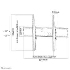 Neomounts LFD-W2000 TV-beugel wand 60-100" - kantelbaar - Afbeelding 8