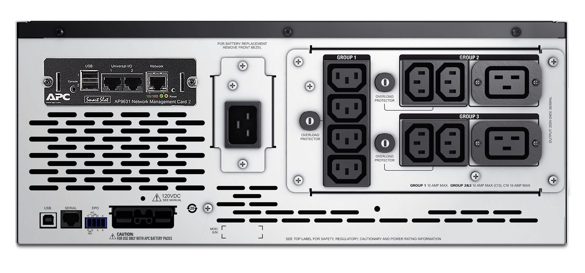 APC Smart-UPS X SMX3000HVNC - 3000VA, 8x C13, 2x C19 uitgang, USB, uitbreidbare runtime, short depth, NMC - Afbeelding 4