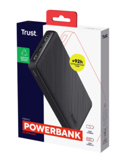 Trust Primo Powerbank - 20000 mAh – Snellader – Batterij Indicatie - USB A, USB C – Universele Powerbank – voor Samsung, Apple – 15 Watt – ECO - Zwart - Afbeelding 7