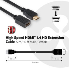 CLUB3D High Speed HDMI™ 1.4 HD Extension Kabel 5meter M/F - Afbeelding 4