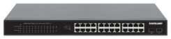 Intellinet 24-poorts Gigabit Ethernet PoE+ netwerk switch, 24x RJ45 10/100/1000 Mbps, 2x SFP-uplink, IEEE 802.3at/af conform, PoE-budget 370 W, endspan, 19" rackmontage, metalen behuizing, 3 jaar garantie - Afbeelding 4