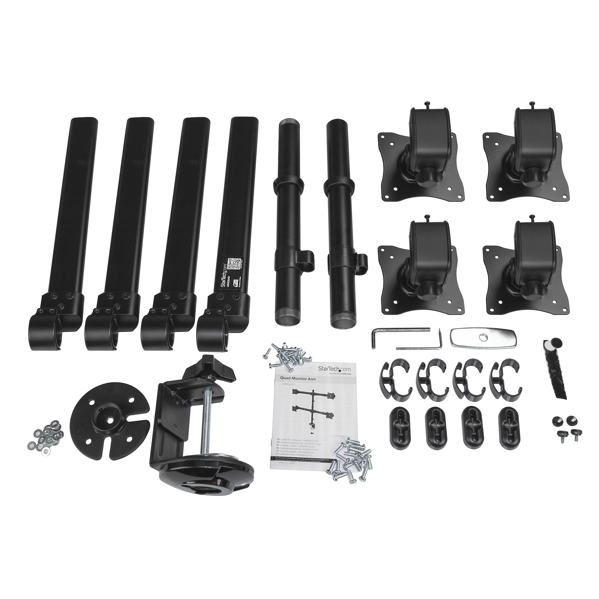StarTech.com Quad Monitor Arm voor VESA Schermen tot 27" (8kg), 2x2 Configuratie, Verstelbare Hoogte, Scharnierende Monitorsteun met Verticale Arm, Draaien/Kantelen/Zwenken, Bureauklem/Doorvoertule - Afbeelding 4