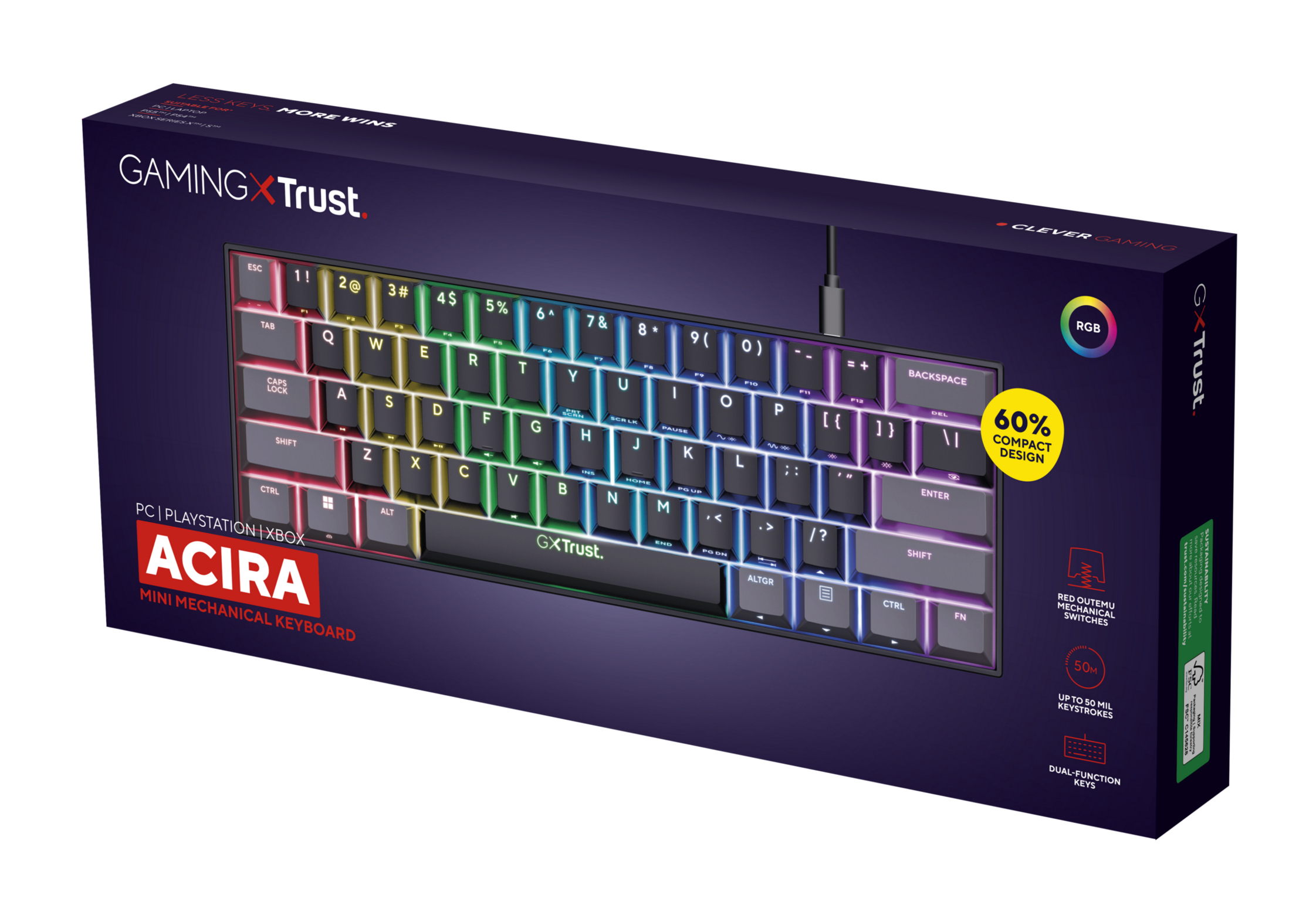 Trust GXT 923 YBAR Gaming Muis - Draadloze gamingmuis – 6 programmeerbare knoppen – 7200 DPI – Zwart - Afbeelding 7