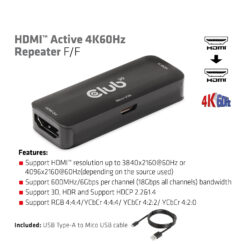 CLUB3D HDMI Active 4K60Hz Repeater F/F - Afbeelding 4