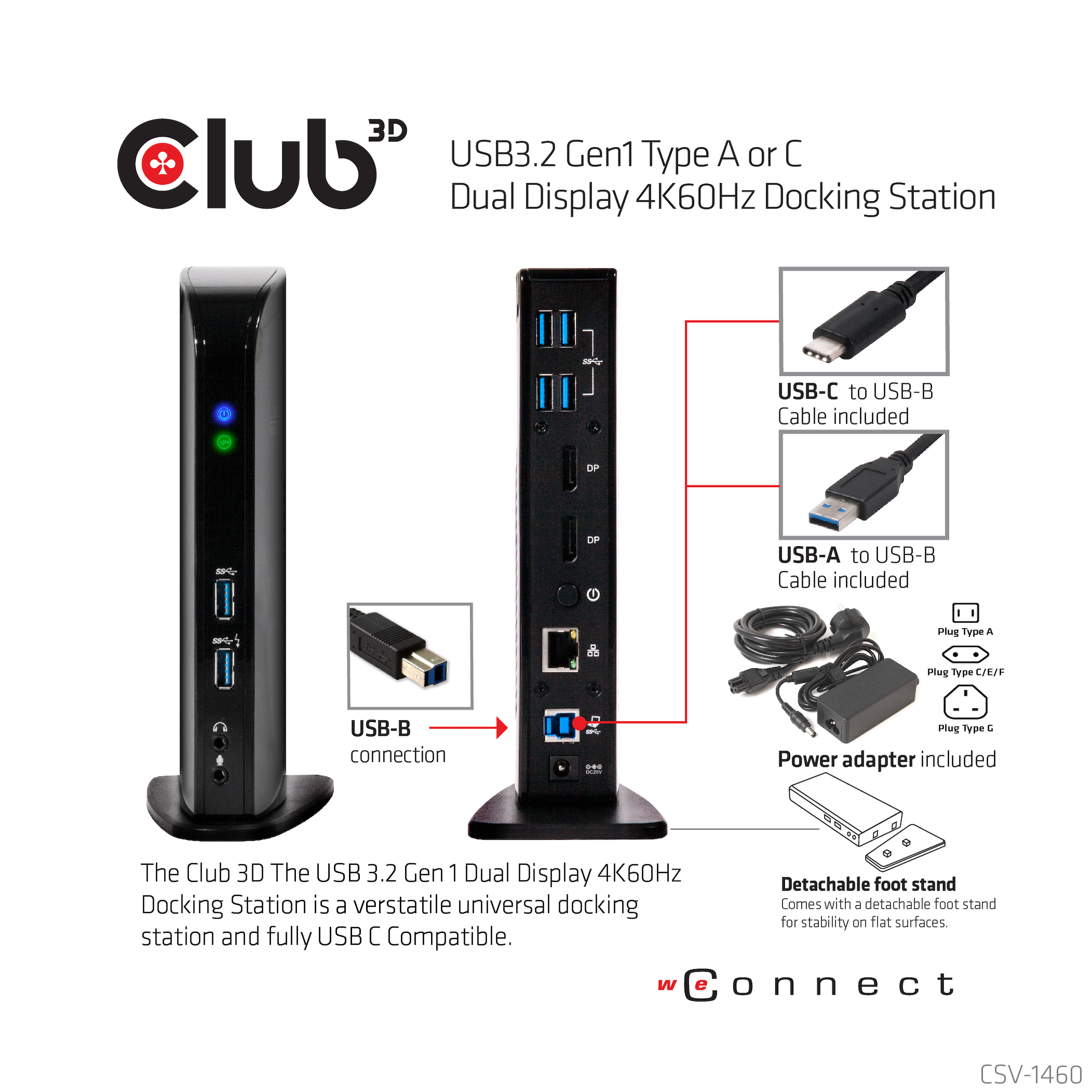 CLUB3D UNIVERSEEL Docking station USB3.2 Type A of C 2x Displayport 4K60Hz DisplayLink® gecertificeerd - Afbeelding 12