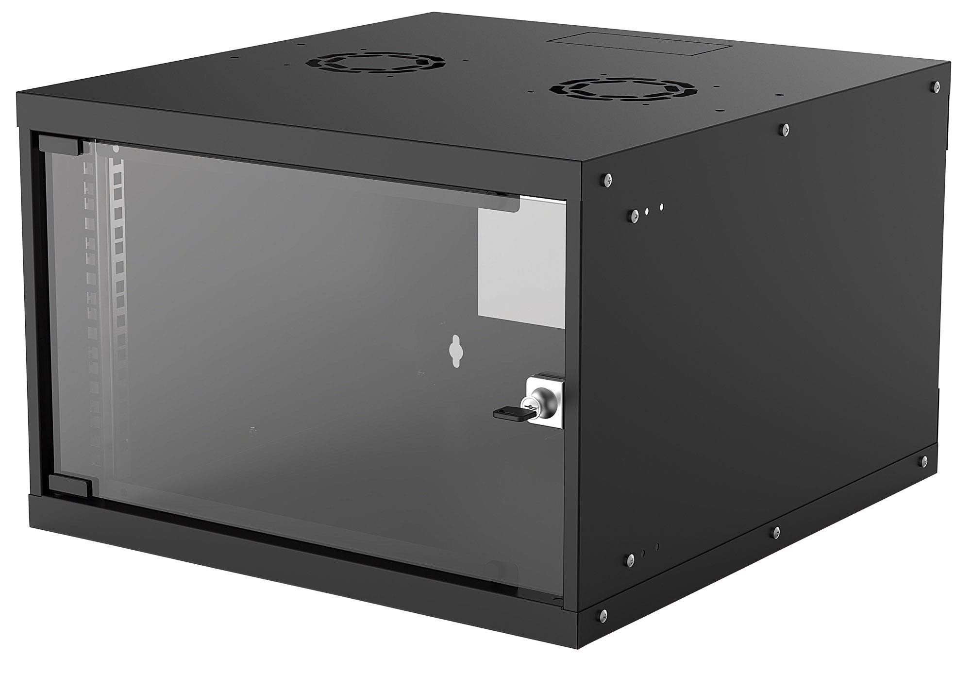 Intellinet 19" netwerkkast wand (basic), 6U, 560 mm diep, zwart, bouwpakket, max. 50 kg, bruikbare diepte 500 mm, glazen deur, montagemateriaal niet inbegrepen - Afbeelding 2
