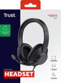Trust Ayda Max Headset - Over-ear headset – Opklapbare microfoon – 3,5 mm aansluiting – Zwart - Afbeelding 9