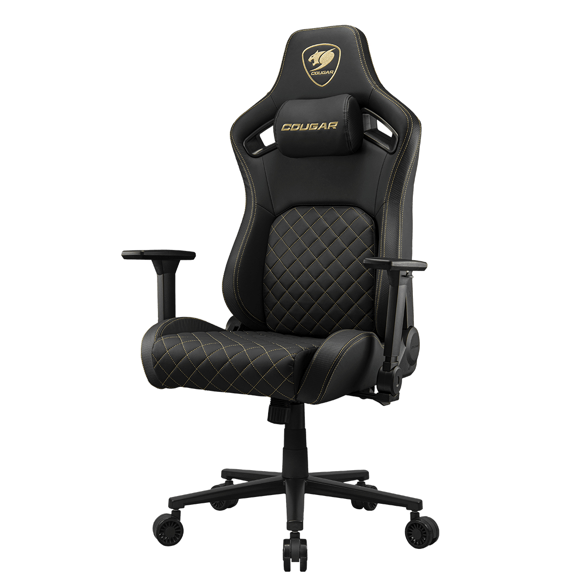 COUGAR CGR-DFL-GLB PC-gamestoel Gestoffeerde gevoerde zitting Zwart, Goud - Afbeelding 5