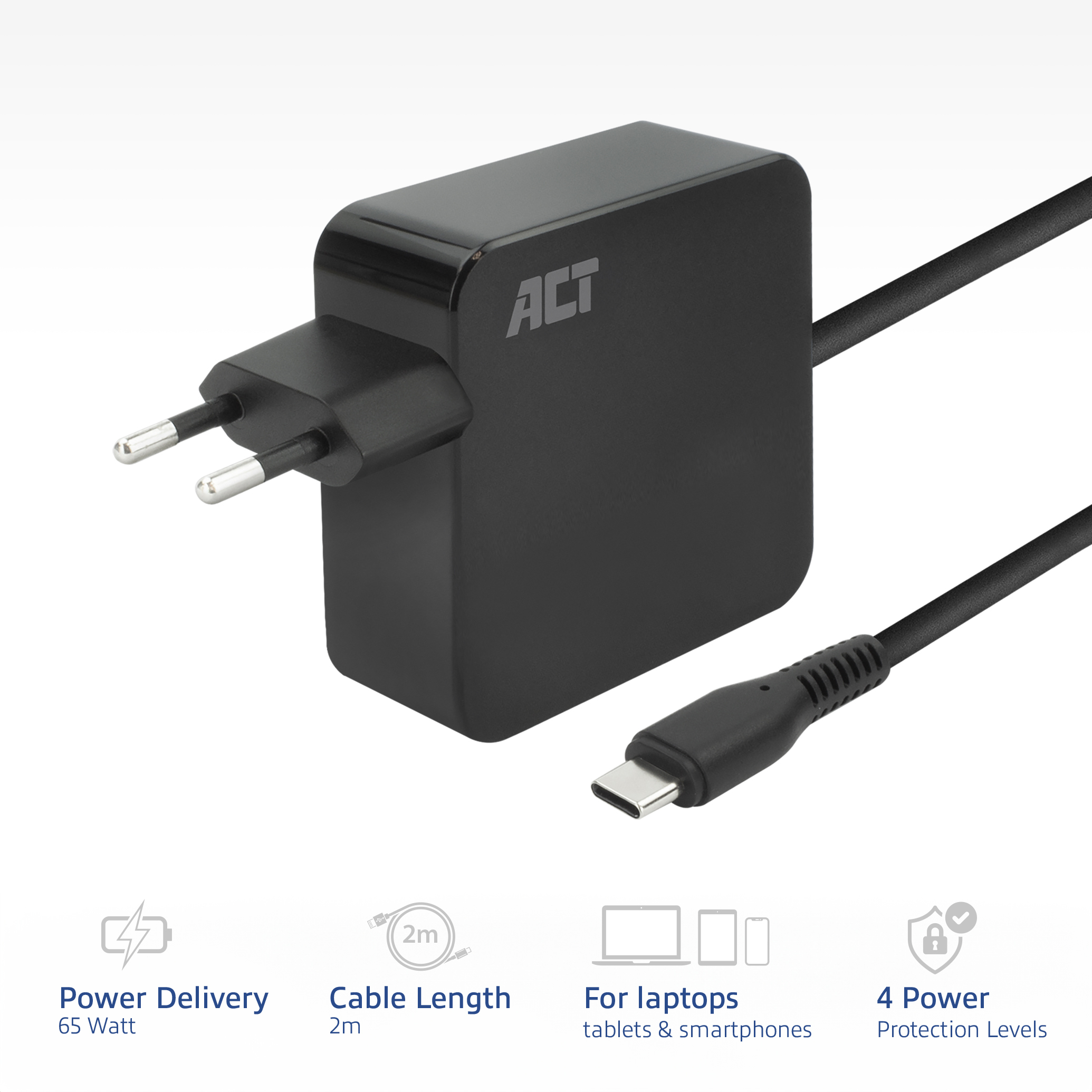 ACT USB-C laptoplader 65W met Power Delivery-profielen, 2 meter - Afbeelding 3