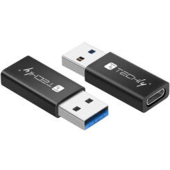 Techly IADAP USB3-AFT tussenstuk voor kabels USB A USB C Zwart - Afbeelding 2