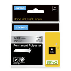 DYMO Rhino industriële labels | Permanent Polyester | 12 mm x 3,5 m | zwarte afdruk op metallic | zelfklevende labels voor Rhino & LabelManager labelprinters - Afbeelding 2