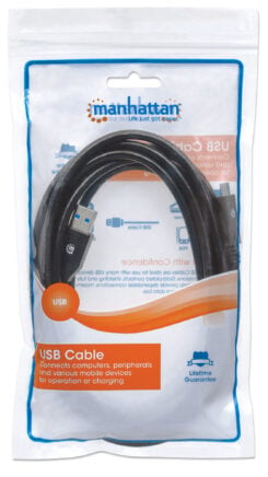 Manhattan USB-C naar USB-A kabel, 3 m, mannelijk naar mannelijk, 5 Gbps (USB 3.2 Gen1 / USB 3.0), 3A, zwart, levenslange garantie - Afbeelding 6