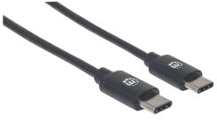 Manhattan USB-C naar USB-C kabel, 2 m, mannelijk naar mannelijk, 480 Mbps (USB 2.0), 3A (snel opladen), zwart, levenslange garantie, equivalent aan USB2CC2M - Afbeelding 3