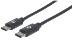 Manhattan USB-C naar USB-C kabel, 2 m, mannelijk naar mannelijk, 480 Mbps (USB 2.0), 3A (snel opladen), zwart, levenslange garantie, equivalent aan USB2CC2M - Afbeelding 2