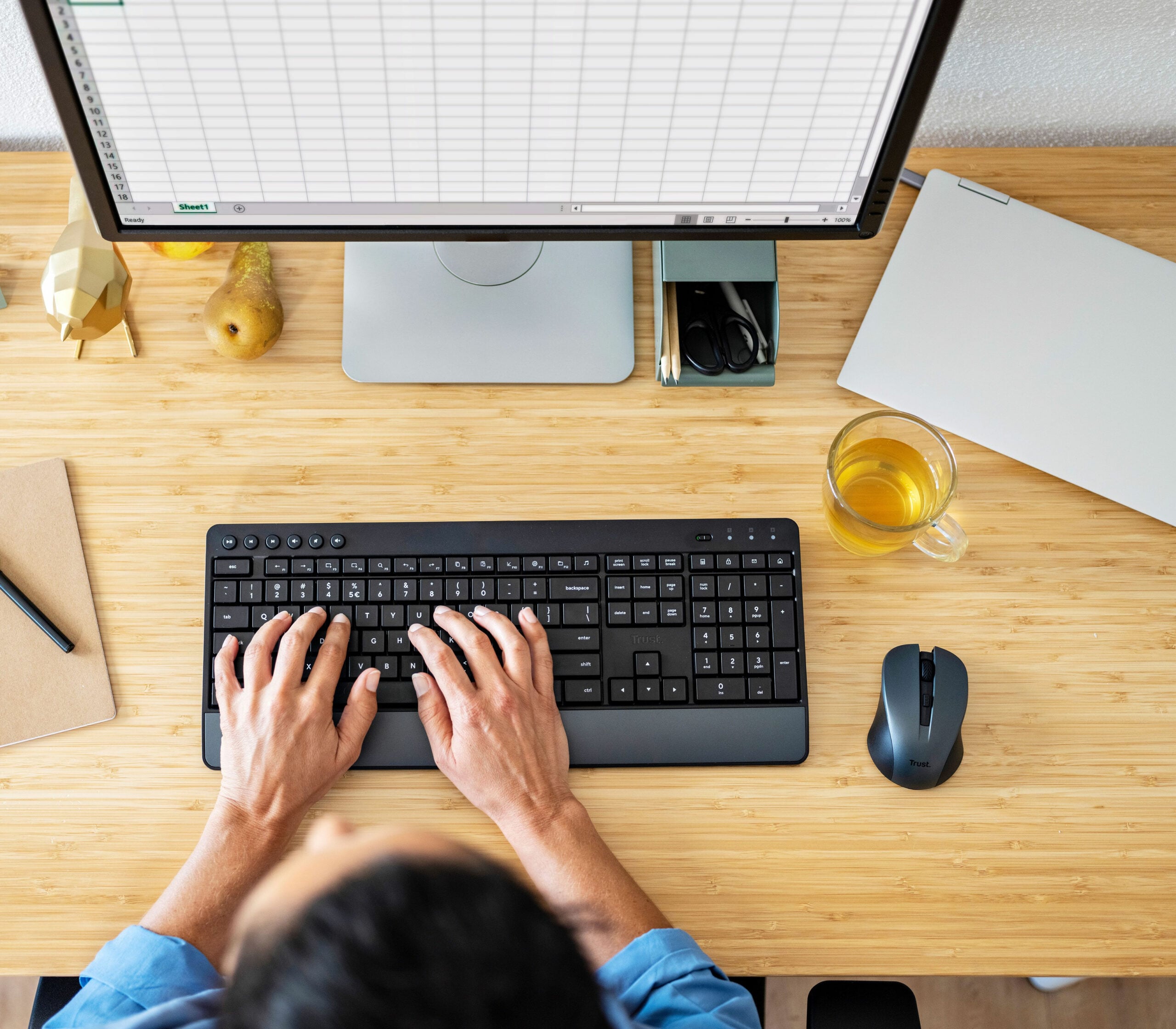 Trust Trezo Toetsenbord en Muis Set - Draadloze desktopset – Belgische AZERTY-indeling – Stille toetsen – Zwart - Afbeelding 8