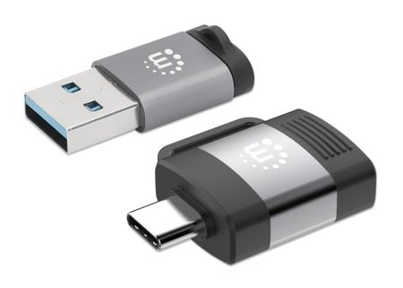 Manhattan 2-delige adapterset USB-C naar USB-A en USB-A naar USB-C, mannelijk naar vrouwelijk conversie, 5 Gbps (USB 3.2 Gen1 / USB 3.0), zwart/zilver, levenslange garantie - Afbeelding 3