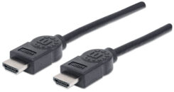 Manhattan HDMI kabel 4K@30Hz, 1,8 m, geschikt voor alle 1080p-resoluties en de meeste 4K-resoluties (controleer de 4K-specificaties van uw systeem om er zeker van te zijn), mannelijk naar mannelijk, zwart, levenslange garantie, equivalent HDMM6