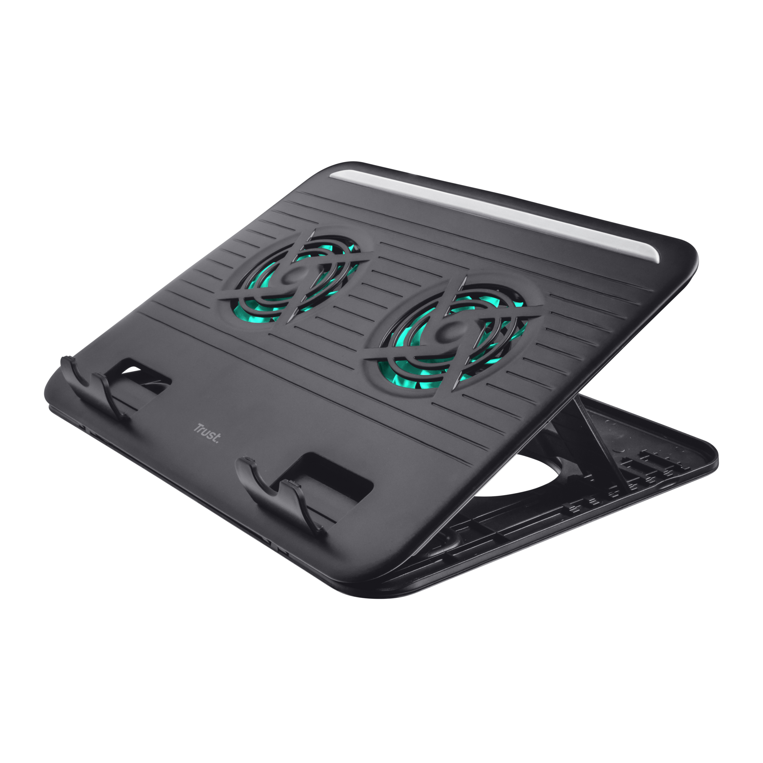 Trust Cyclone Laptop Cooling Stand - Laptopkoeler – 2 ventilatoren – Verstelbare hoek – Zwart