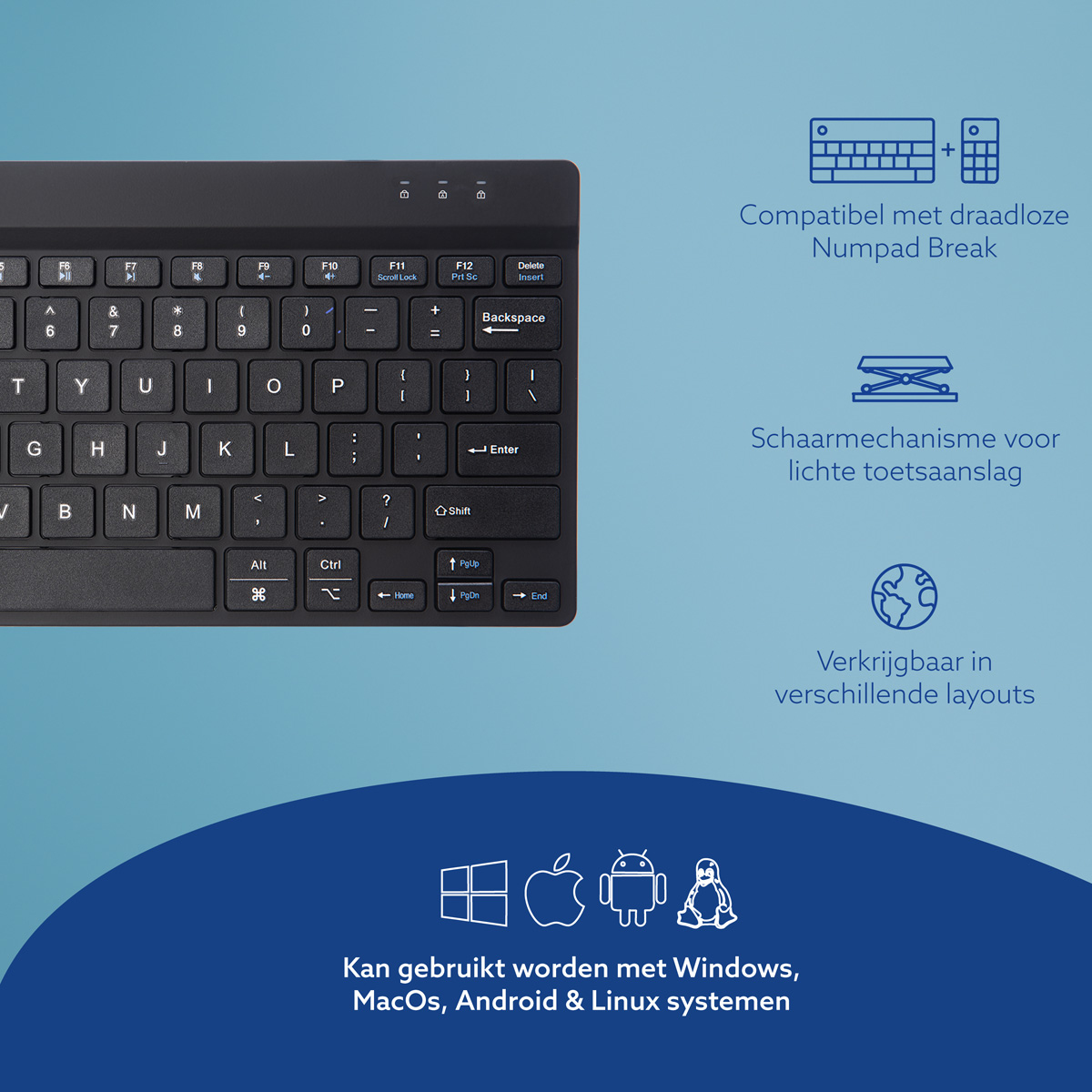 R-Go Tools Ergonomisch toetsenbord R-Go Compact Break, compact toetsenbord met pauzesoftware, QWERTY (US), Bluetooth, zwart - Afbeelding 10