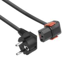 ACT Netsnoer CEE 7/7 male (haaks) - C13 IEC Lock (onder haaks) zwart 3 m, EL457S