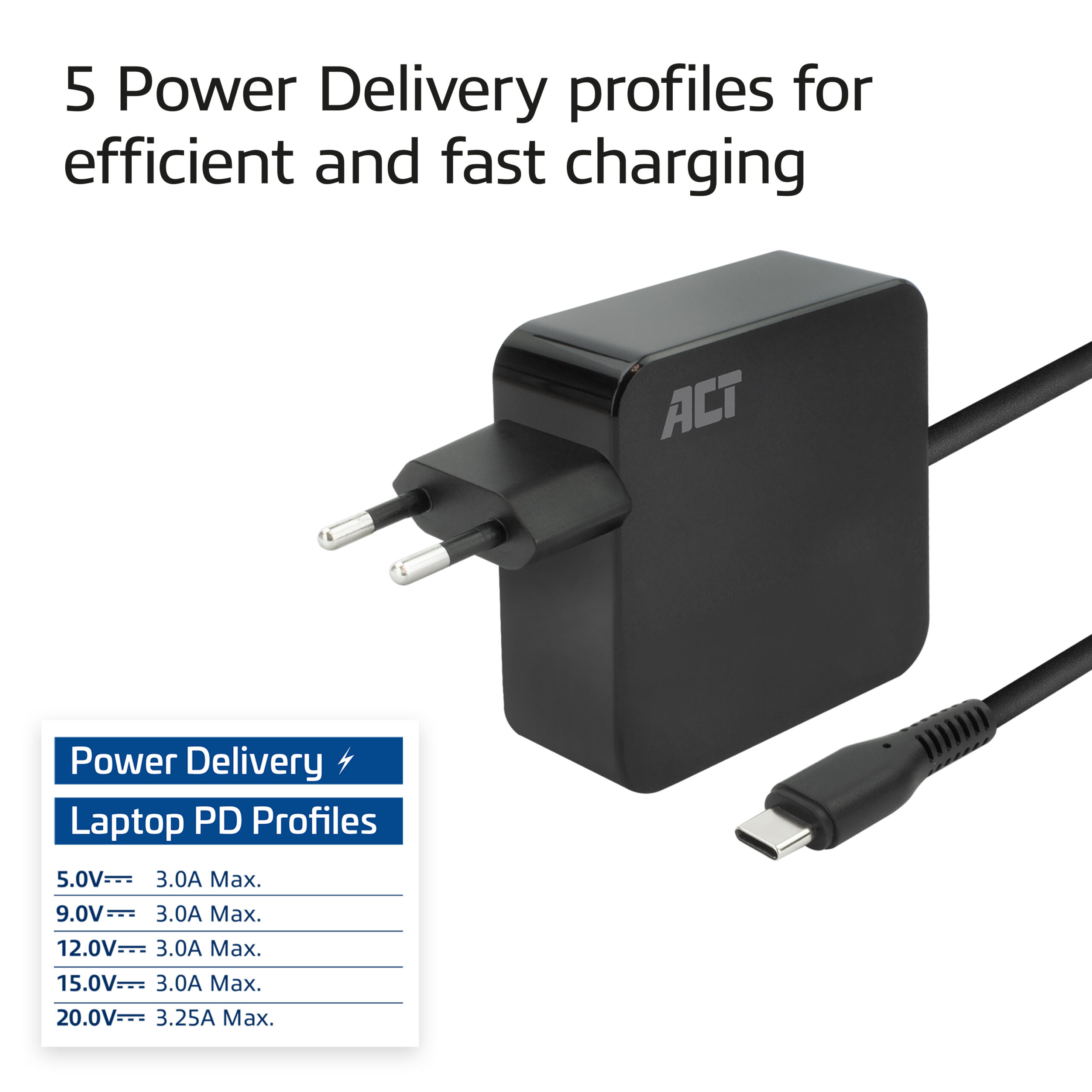 ACT USB-C laptoplader 65W met Power Delivery-profielen, 2 meter - Afbeelding 7